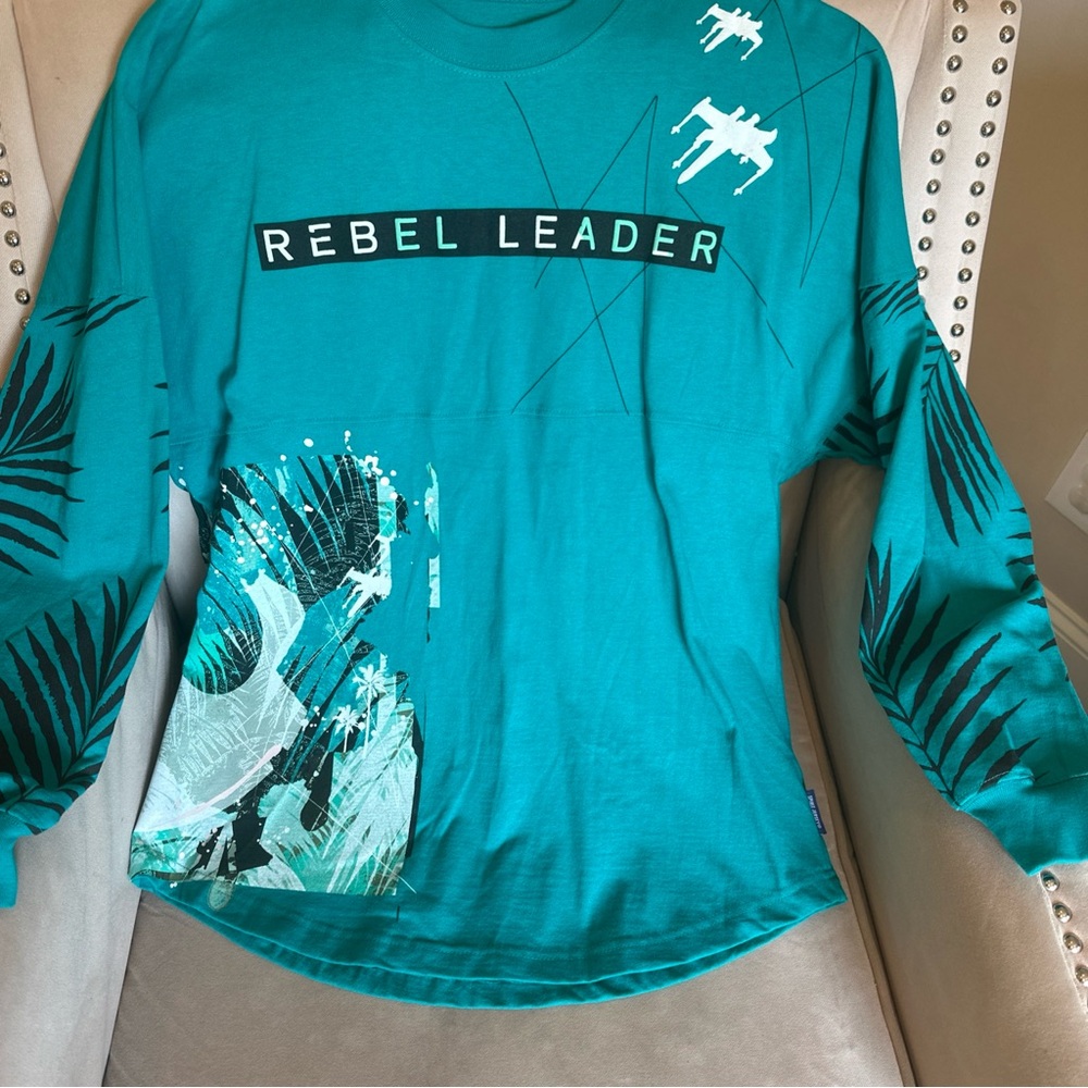 Star Wars Disney- spirit jersey - rare- Rebel Leader Teal Long Sleeve Tee